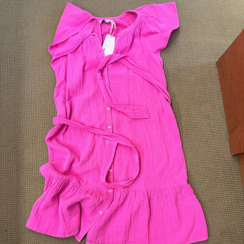 NWT | Vineyard Vines Seastitch Double Gauze Flutter-Sleeve Shirt Dress | Size M